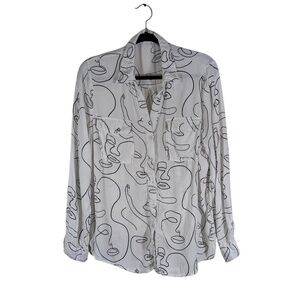 Milk & Honey Black & White Button Down Blouse Size XL